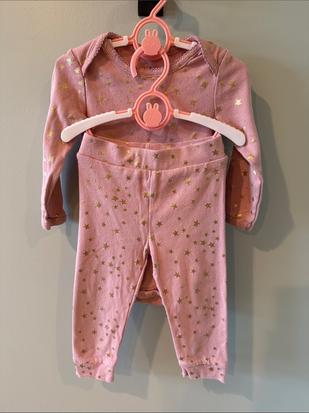 Baby Boden 18-24 Pink pointelle set with Gold Star